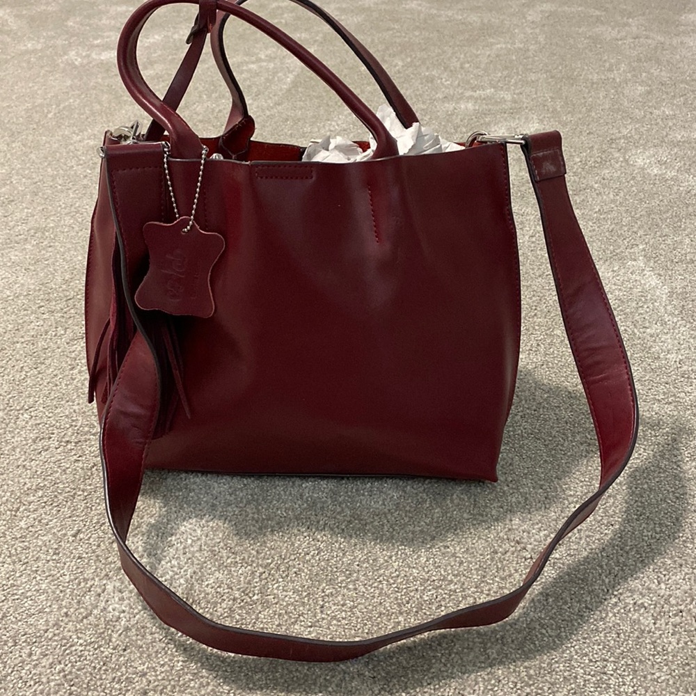 Genuine leather wine burgundy red brown Co-Lab purse
